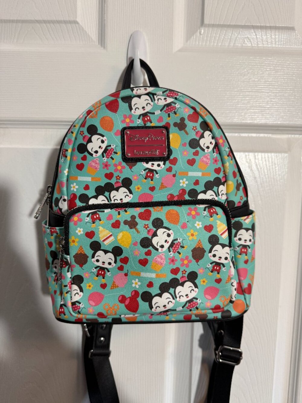 Disney Parks Loungefly Mickey & Minnie Snacks Mini Backpack – Teal/Aqua